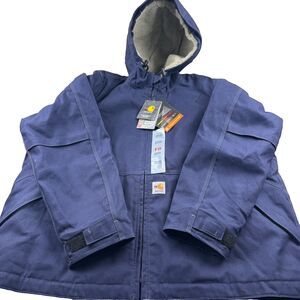 NWT Carhartt FR Full Swing Duck Sherpa Lined Jacket Women's XXL  Navy Cat3 Hood